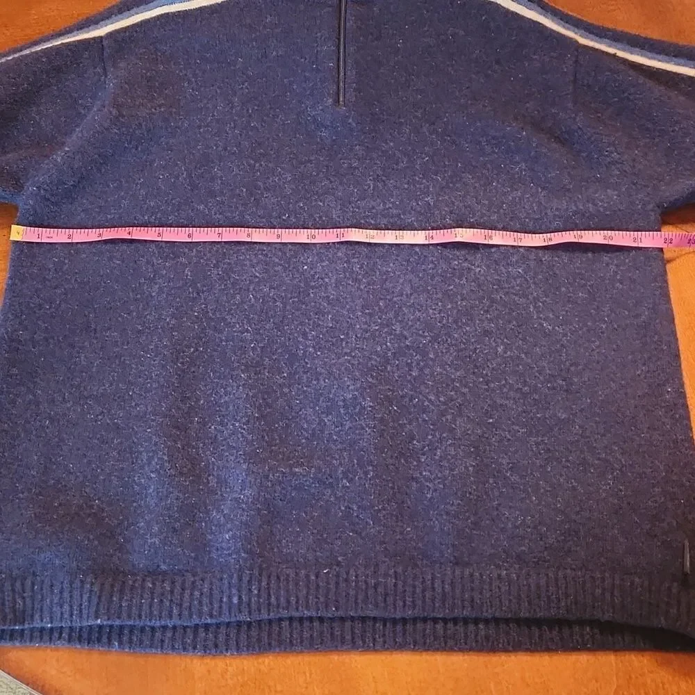 Vintage American Eagle 100% Lambs Wool Mock Meck Quarter Zip Sweater Large Blue